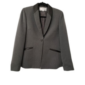 Tahari By Arthur S. Levine Women's Blazer Size 6 Gray With Black Trim Business